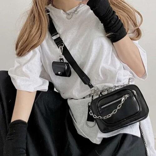 3pcs Set Vintage Womens Bag PU Leather Crossbody Bags Female 2020 New Lady Chain Chest Bag Mini Purse Wide Strap Handbag Pocket