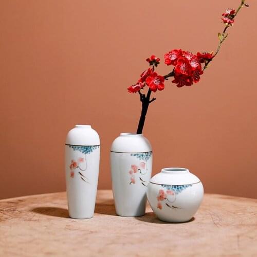 Creative Hand Painted Lotus Ceramic Vase Simple Home Living Room Desktop TV Cabinet Vase Decoration