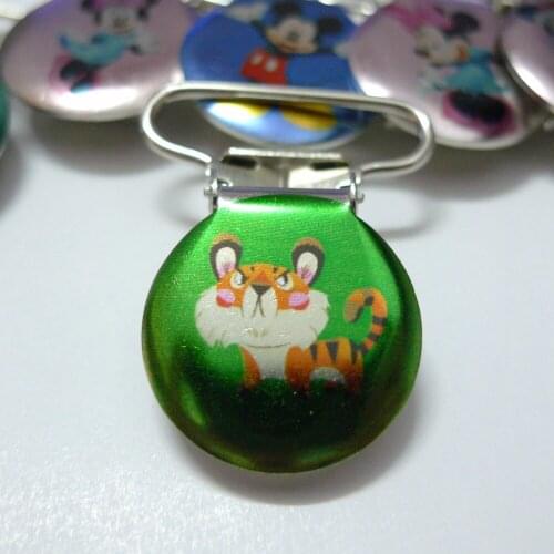 25pcs 1'' 25mm Custom Logo Angry Tigers Round Suspender Clips