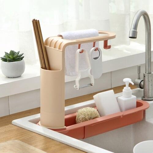 Kitchen Sink Shelf Storage Rack Kitchen Sink Accessories Plastic Scalable Drainage Rack Telescopic Holder Kitchen Accessories