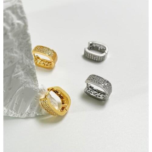 Minar Rectangle Bling Bling CZ Zircon Hoop Earrings for Women Flower Hollow Pave Hoops Dainty Wedding Micro Inlay Huggie Earring