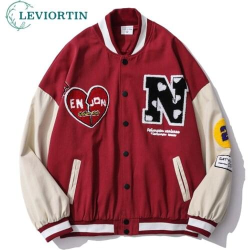 Fashion Hip Hop Thick Baseball Jacket Embroidered Letters Patchwork Bomber Jackets Men Harajuku Streetwear College Coats Unisex