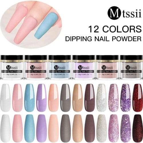 Mtssii 10g Dipping Nail Glitter Powder Kits Gradient French Nail Powder Colorful Natural Dry Pigment Lamp Cure