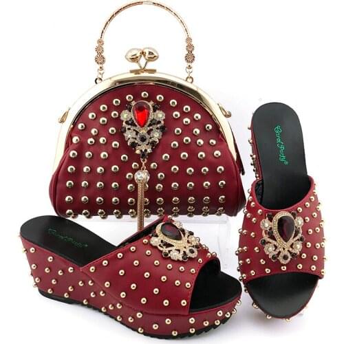Doershow fashion shoe and bag set for party Italian shoe with matching bag new design lady matching shoe and bag!HKV1-24