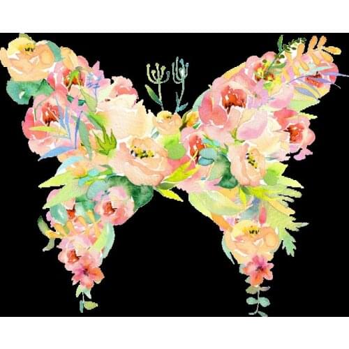 Rose Flower Butterfly Iron On Heat Transfers Sticker Cartoon Animal Ironing Stickers On Clothes Applique T-shirt DIY Decor