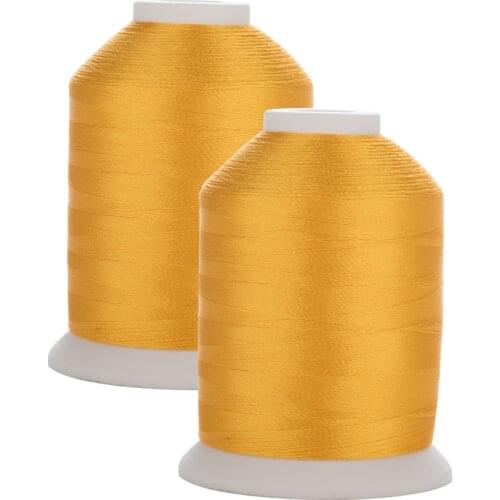 Simthread 206 Harvest Gold Trilobal Polyester Embroidery thread Sewing Thread 40wt Tkt 120 Tex 27 in 1100Y with 2 Spools