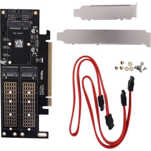 PCI-E Adapter Card M.2 NVMe NGFF to PCI-E 4X Three-In-One Expansion Adapter Card B+M Key MSATA Three-Disk Version