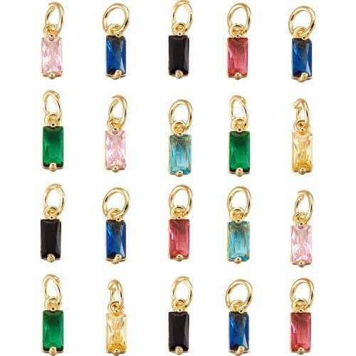 20Pcs Brass Micro Pave Cubic Zirconia Charms Birthstone Pendants For DIY Bracelet Necklace Earrings Jewelry Making Accessories