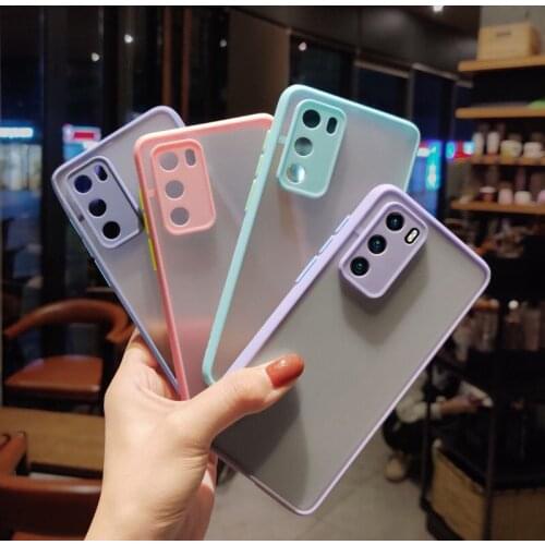 Transparent Matte Frame For Huawei Mate 40 Pro mate30 P20 Shockproof Phone Case For Nova 6/7se/8pro Silicone Soft Back Cover