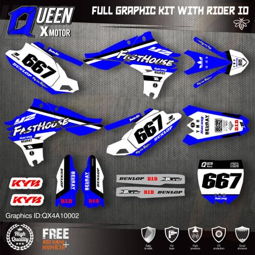 QUEEN X MOTOR Custom Team Graphics Backgrounds Decals 3M Stickers Kit For YAMAHA 2010-2013 YZF450 002