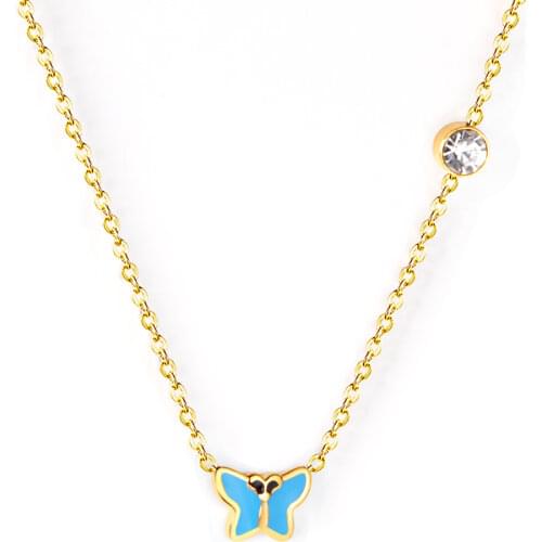 LUXUSTEEL Stainless Steel Pink Black Purple Flower Necklace For Women Collars Gold Color Chains Necklace Wholesael Party