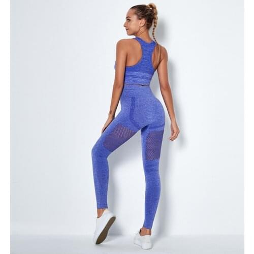 SALSPOR Women Yoga Suits Seamless Shockproof Bra Push Up Training Leggings Gym 2 Piece of Sets Sexy Fitness Running Sport Suits