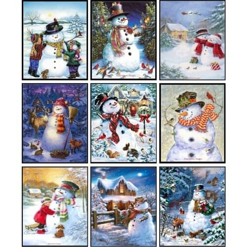 Counted Cross Stitch Kits Needlework Embroidery - 14 ct Aida DMC Color DIY Arts Handmade Home Decor - Snowman Collection