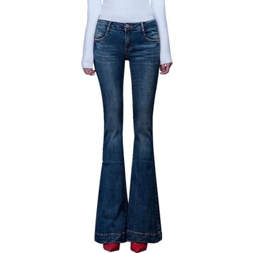 ACRMRAC Women Spring and autumn Elasticity Slim Flare Pants Long pants jeans Women