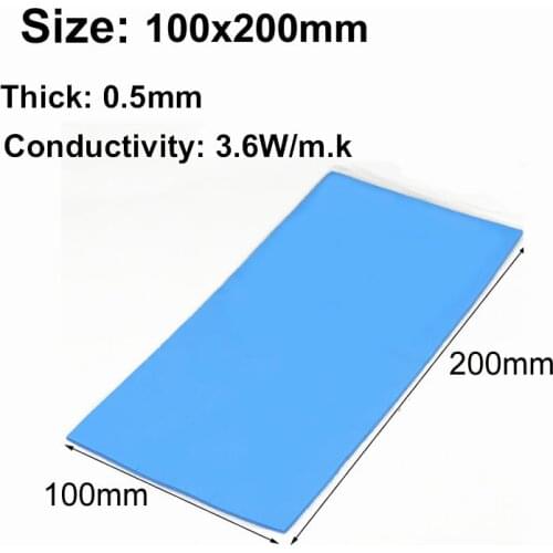 100mm*200mm 3.6W/m.k High quality Silicone Thermal Pad heatsink Cooling pads for CPU GPU VGA Chip CPU cooling pad