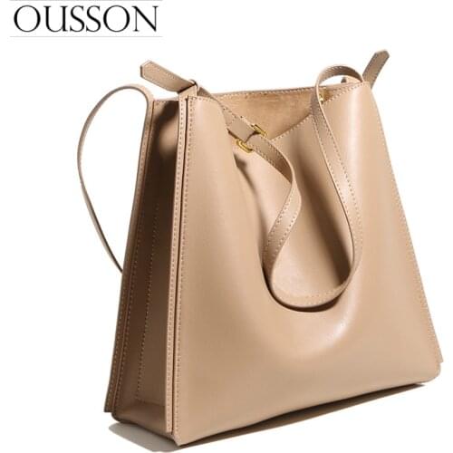 OUSSON 2021 New Design Leather Large Capacity Bucket Bag Fashion Messenger Bag Multifunctional Tote Bag For Women