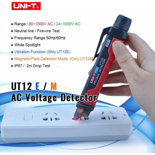 UNI-T Socket Wall AC Voltage Detector Indicator UT12E UT12M 24/90V-1000V Non Contact Volt Current Electric Sensor Test Pen