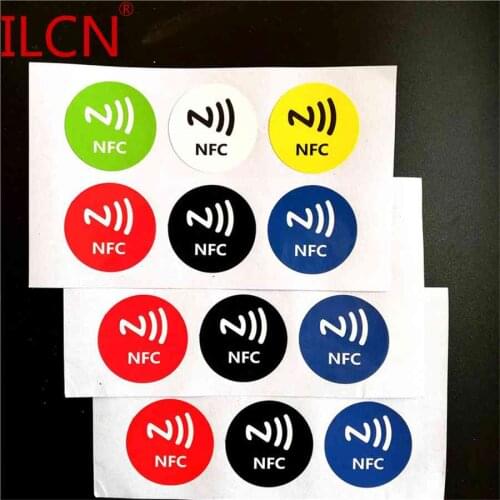 13.56MHz NFC Universal Tag Sticker Ntag213 NTAG203 Adhesive Label NXP Support Android NFC Phone 6 Colors Fast Shipping (A set)