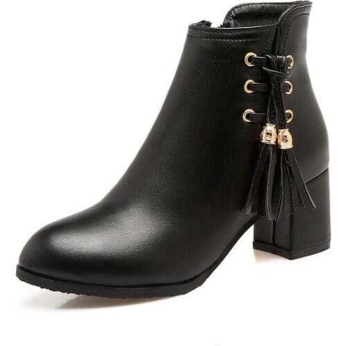 Big Size 10 boots women shoes ankle boots for women ladies boots shoes woman winter Cross strap tassels