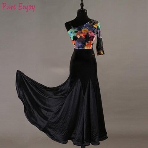 Printing Modern Dance Costumes Women Ballroom Dance Competition Performance Dress Waltz/Tango Dance Clothes