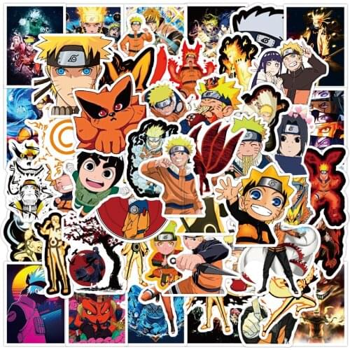 50PCS Anime Naruto Stickers DIY Travel Luggage Guitar Fridge Laptop Waterproof Cartoon Sticker Decal for Kids