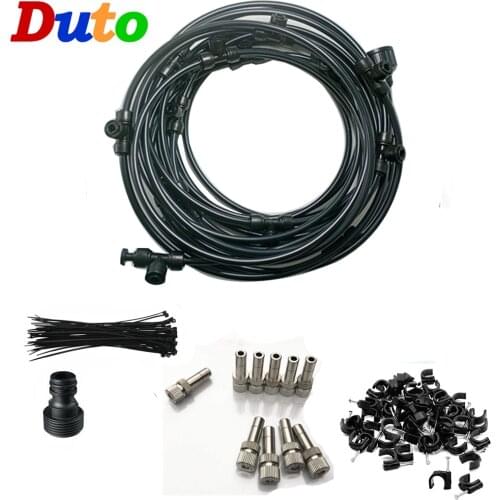 12M(40FT) Black Misting Cooling System Garden Irrigation Water Mister Nozzles Set 0.1mm-0.6mm 16pcs Quick Slip Lock Brass Nozzle