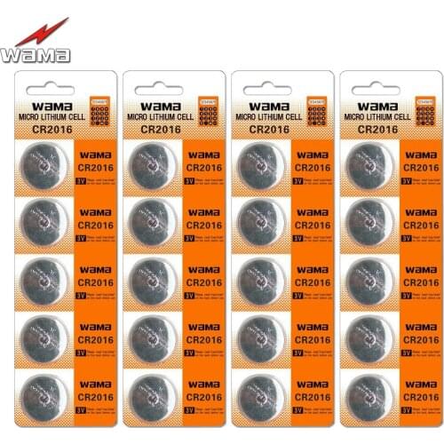 20pcs/4pack Wama CR2016 Button Cell Coin Batteries KCR2016 BR2016 LM2016 Lithium 3V Car Remote Watch Battery New