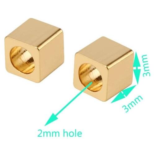 20pcs Gold Tone Square Beads Stainless Steel Spacer Bead for DIY Jewelry Findings big hole