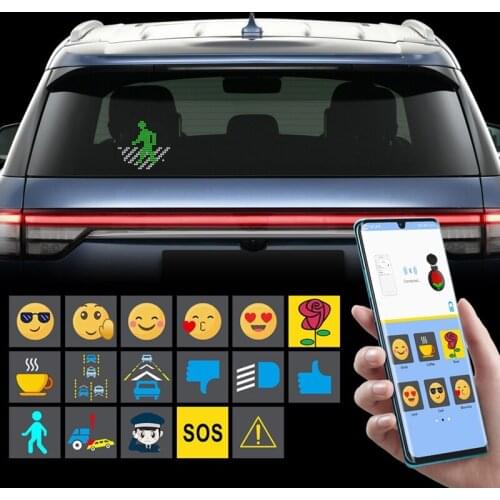 Car Sticker Bluetooth Intelligent LED Expression Sticker Emoticons APP Voice/Manual Control Interior Taxi Decorative