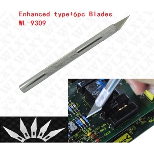 Wl-9309 Metal Handle Hobby Knife/cutter knife / craft knife / pen cutter+ 6pcs Blade Knives set for PCB Phone Repair DIY tool