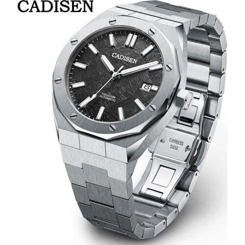 CADISEN Fashion Top Brand Stainless Steel Automatic Mens Watches Men Mechanical Wristwatch Japan NH35A Watch Relogio Masculino