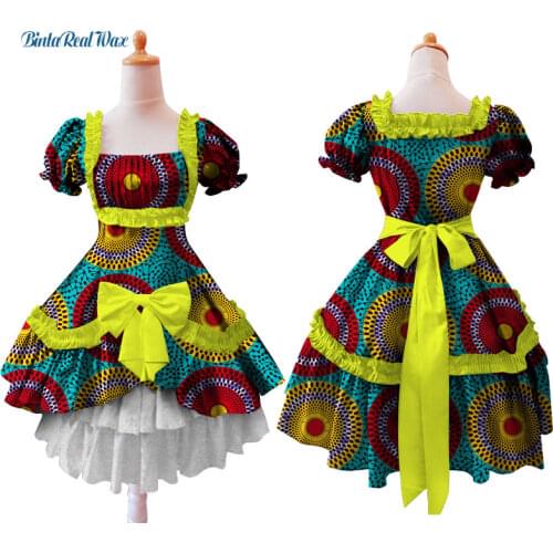 Children Princess Dress Clothing African Print Lace Dress for Kids Girls Baby Child Tutu Dress African Design Clothing WYT65