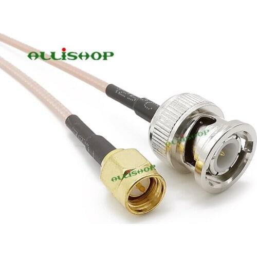 ALLISHOP SMA Male To BNC Male RG316D Double Shield Silver 50 Ohm Coaxial cable BNC to SMA RF Cable 7/10/15/20/25/30/50CM