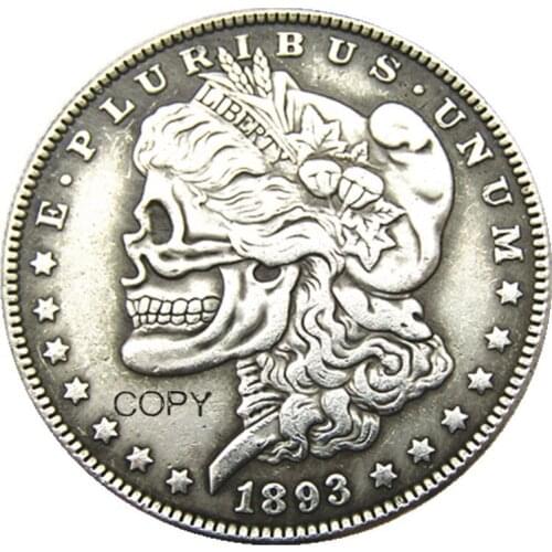 US Hobo 1893s Morgan Dollar skull zombie skeleton Silver Plated Copy Coins