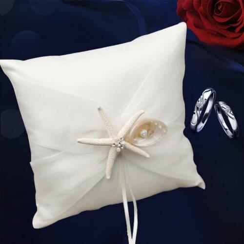 Beautiful Ring Pillow Elegant Fabric Exquisite Sea Star Decor Ring Cushion for Wedding
