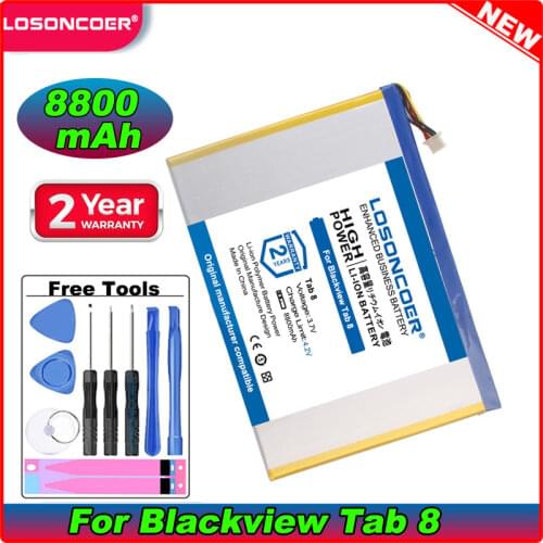 Original LOSONCOER 8000mAh For Blackview Tab 8 Battery Tablet PC