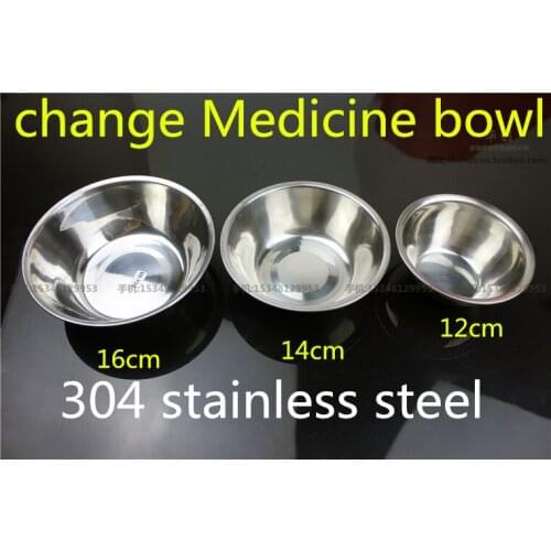 Medical household 304 stainless steel bowl 12/14/16cm thick anti-corrosion take medcine&eating bowl soup bowl change Medicine