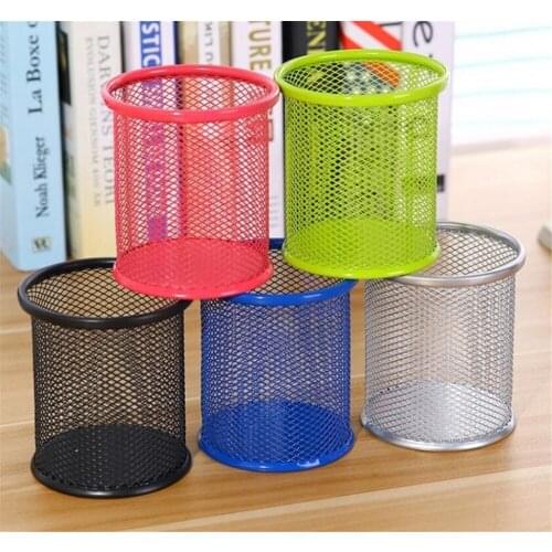 10pcs/lot Metal Stand Mesh Style Pen Pencil Ruler Holder Desk Organizer Makeup Storage box iron