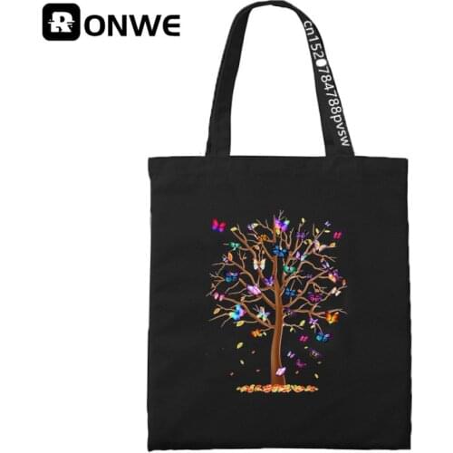 3D Butterfly Tree Women Print Reusable Shopping Canvas Bag Girl Tote Eco Harajuku Shopper Shoulder Bags,Drop Ship