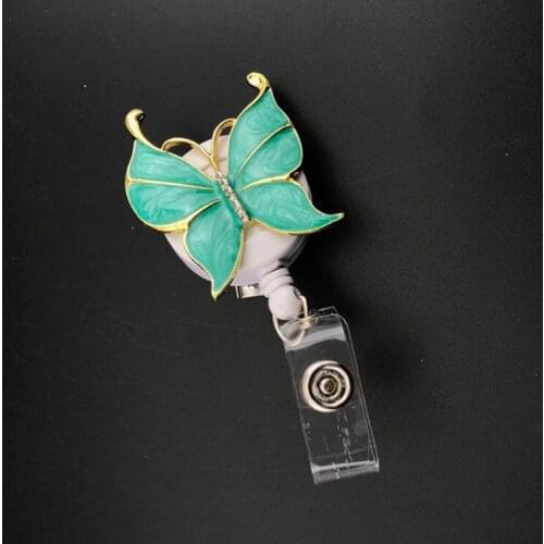 Fashion Rhinestone Butterfly Retractable Badge /Brooch/Nurse Medical Clip Enamel Butterfly Badge