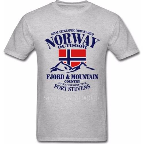 2018 New Fjord & Mountain Norway Flag T shirt Men Short Sleeve camisetas hombre Shirt Male Cotton Custom Tee Top Plus Size