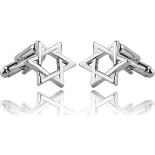 Jewish Star of David Charm Cufflinks for Groom Wedding Jewelry Fashion French Shirt Cuff Links Star Cuff links