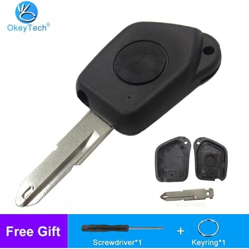 OkeyTech 1 Button Auto Remote Car Key Cover Case Replacement Fob For Peugeot 106 205 206 306 405 406 Key Shell Uncut Blank Blade