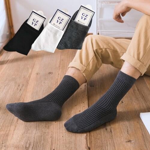 Wholesale New Classic Spring Cotton Gentle Man Business Striola Simple Solid Color Absorb Sweat Breathable Crew Tube Socks