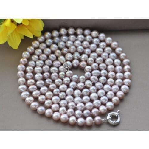 MCT·STAR Z10572 50"-100" 8mm Lavender Round Freshwater Pearl Necklace