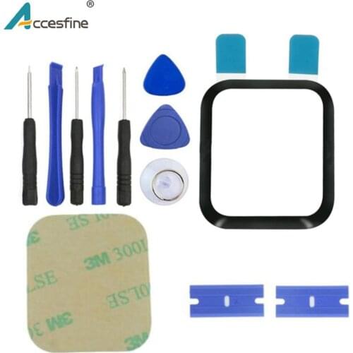Front Outer Glass replacement Parts For Apple Watch Series 4 5 40mm 44mm Series 3 38mm 42mm Touch Screen Panel With Adhesive