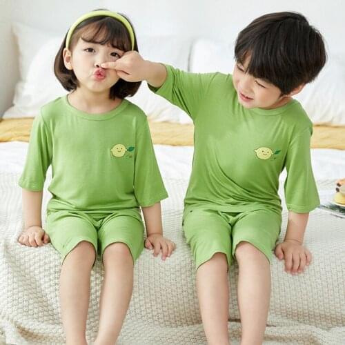 O-Neck Children Pajamas Baby Clothing Set Kids Cartoon Sleepwear Summer Cotton Nightwear Boys Girls Animal Pyjamas Pijamas Set