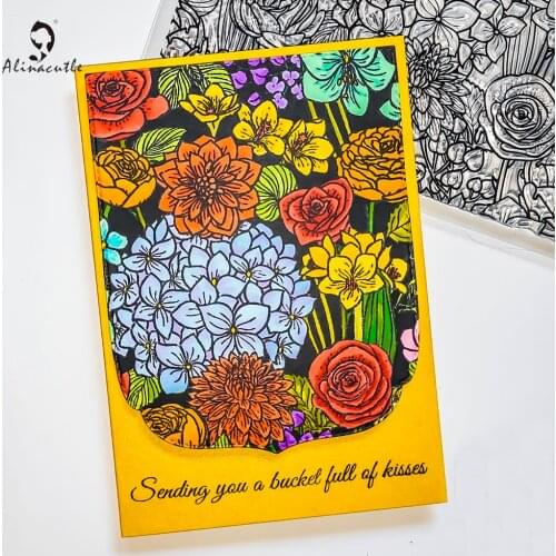 Alinacutle CLEAR STAMP Wild Flower Background DIY Scrapbooking Card Album Paper Craft Rubber Transparent Silicon Clear Stamp