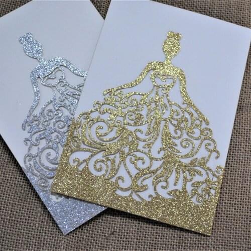 Luxury lace pink wedding invitations delicate design new glitter paper girls birthday invitation card wedding card