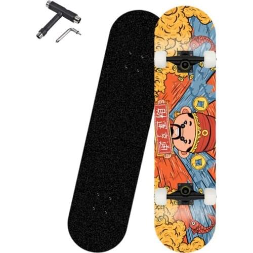 Skateboards for Beginners, 31"x7.8" Complete 7 Layer Maple Skateboard Design for Teens Kids Concave Double Kick Deck Skateboard